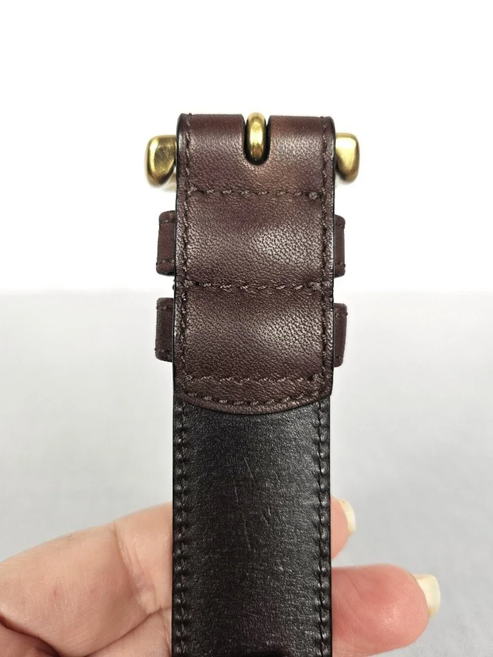 Coach 8400 Brown Leather Belt | Solid Brass Buckle | Size Large